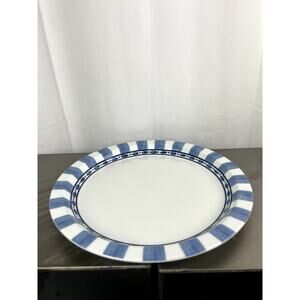 DANSK Parisian Blue Cafe Bistro Dinner Plate 10 3/8" Portugal Stripes